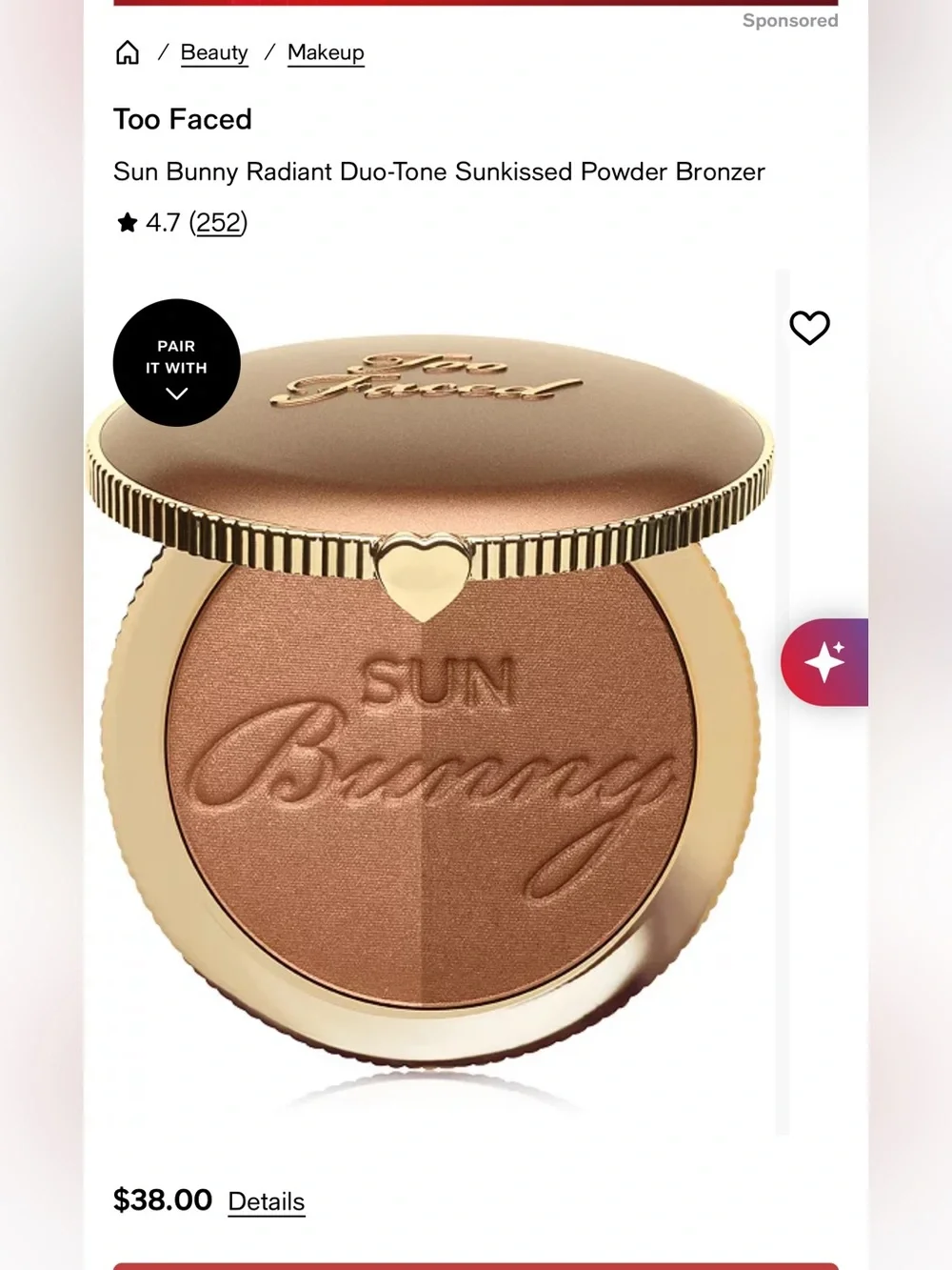 Too Faced Sun Bunny Duo-Tone Bronzer — Warm Bronze & Deep Bronze